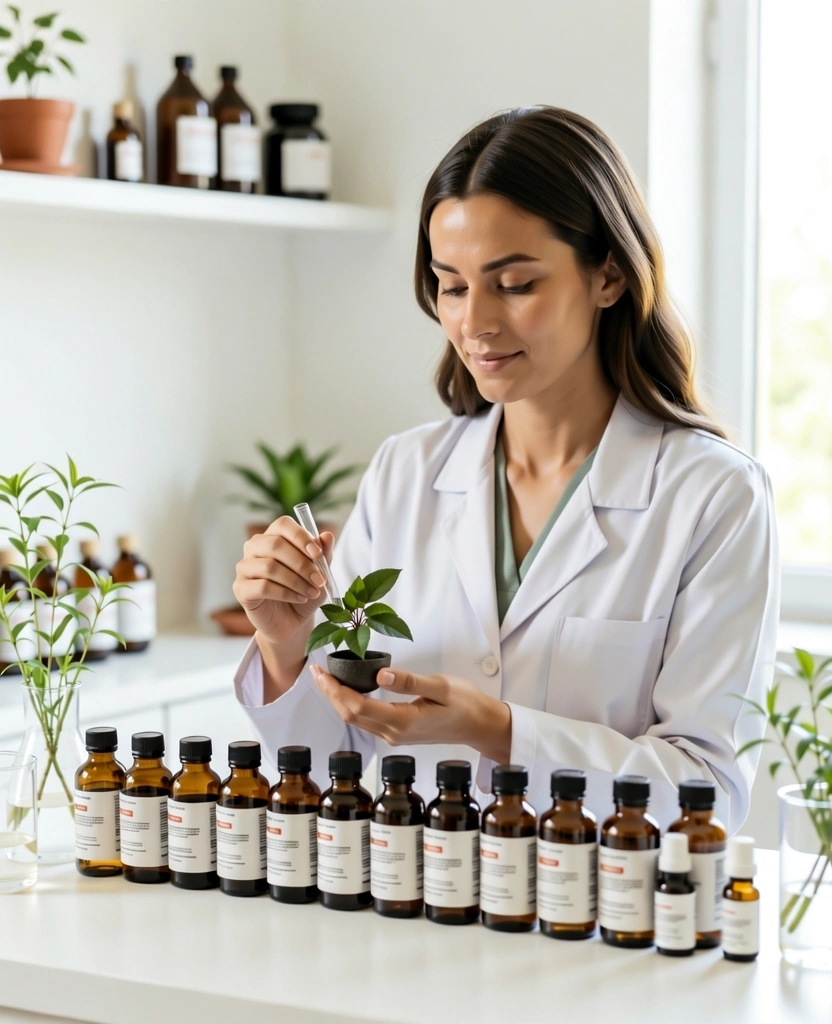 Nutritionist studying botanical extracts